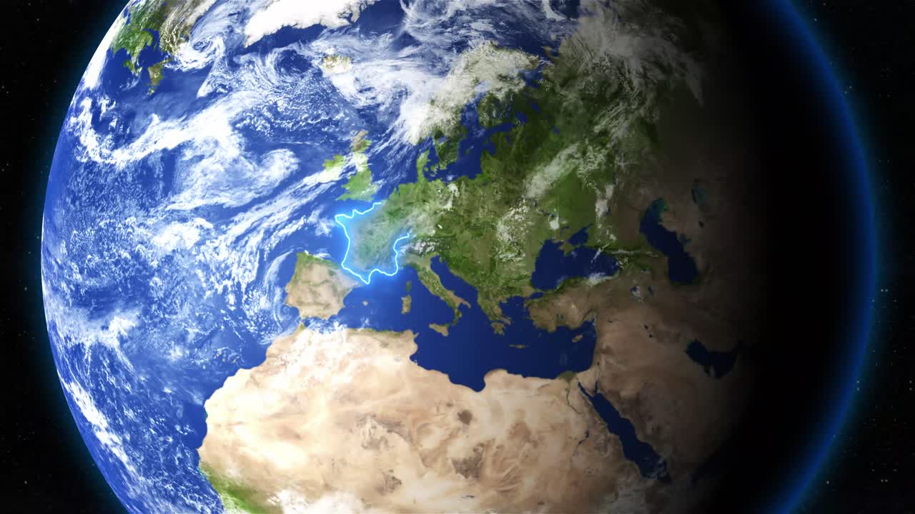 France Highlighted In Blue Outline - Country In Europe. - graphics