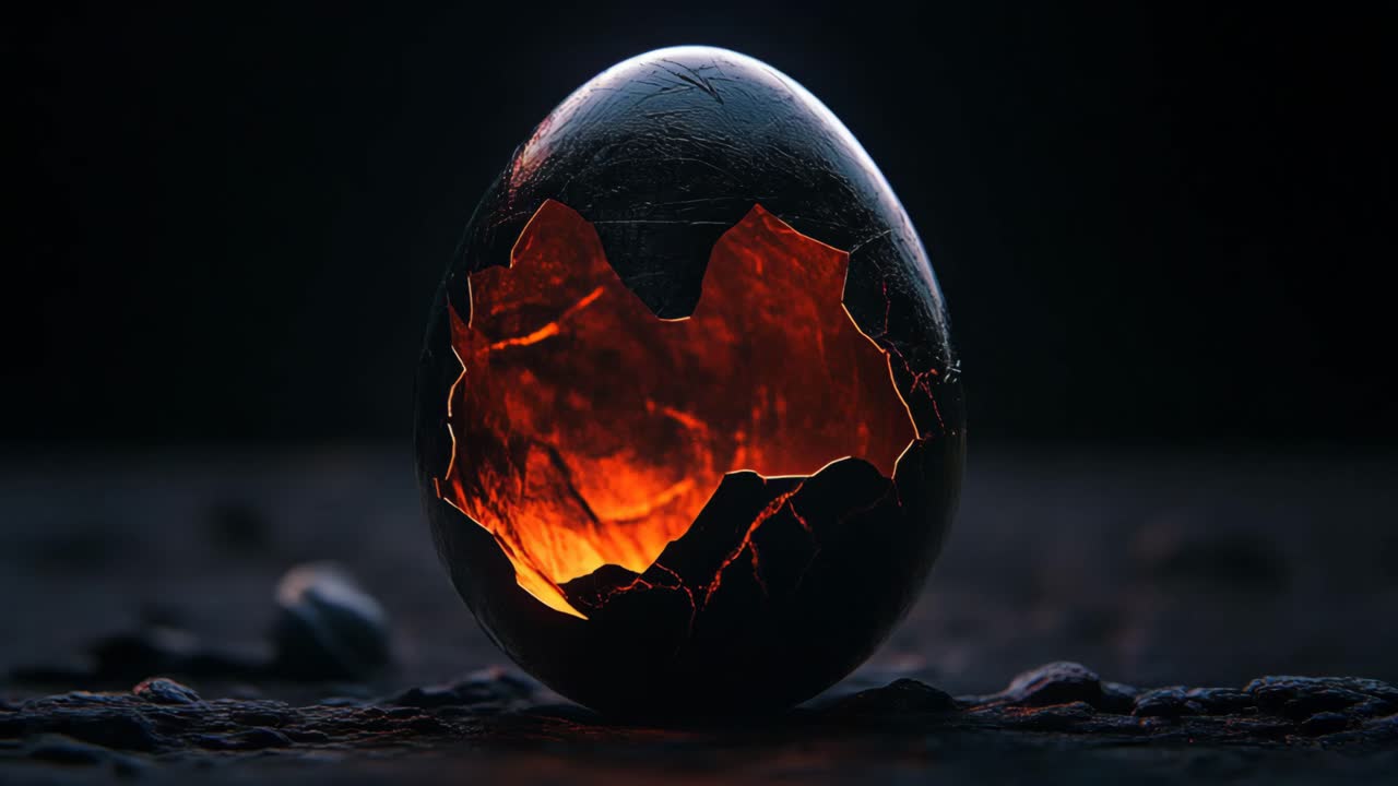 Cracked Egg with Fiery Interior