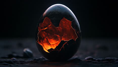 cracked egg with fiery interior