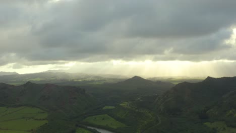 4k-aerial-drone-establishing-shot-high-above-the-Kauai,-Hawaii-river-valley