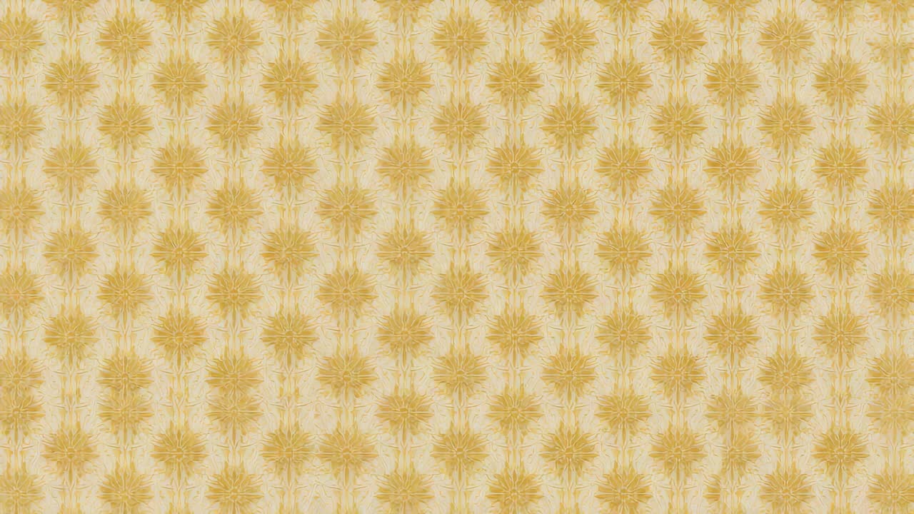 Recording camera starting capturing closeup wallpaper at room, with golden sunburst motifs