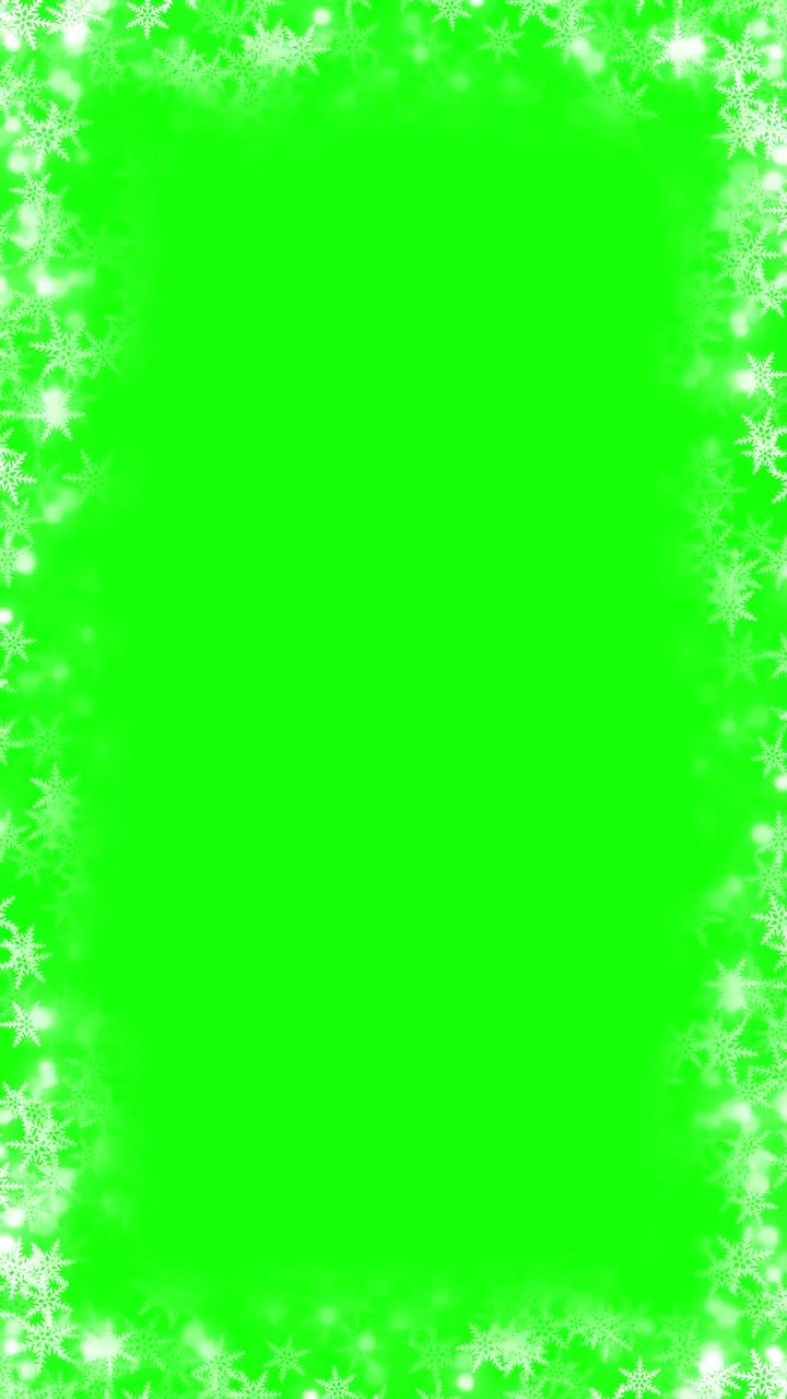 Animated Snowflakes and Bokeh Lights Christmas Frame on Green Screen