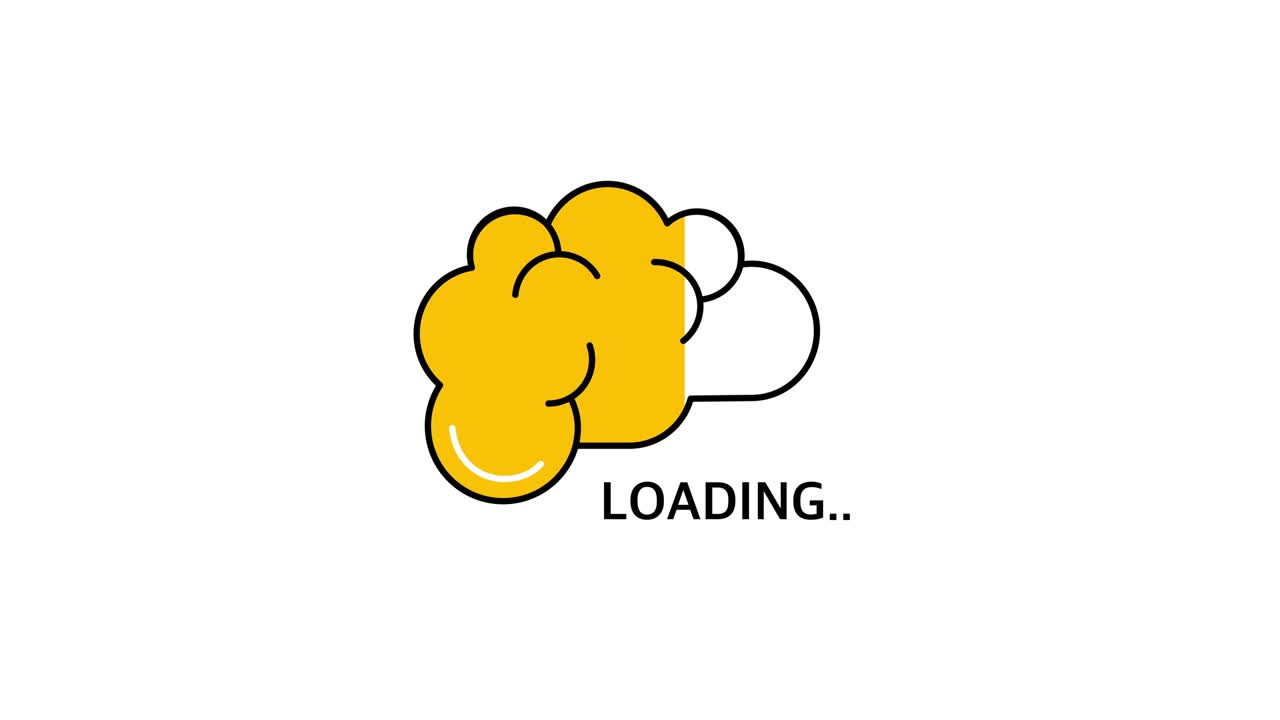 4k video of yellow brain icon loading.