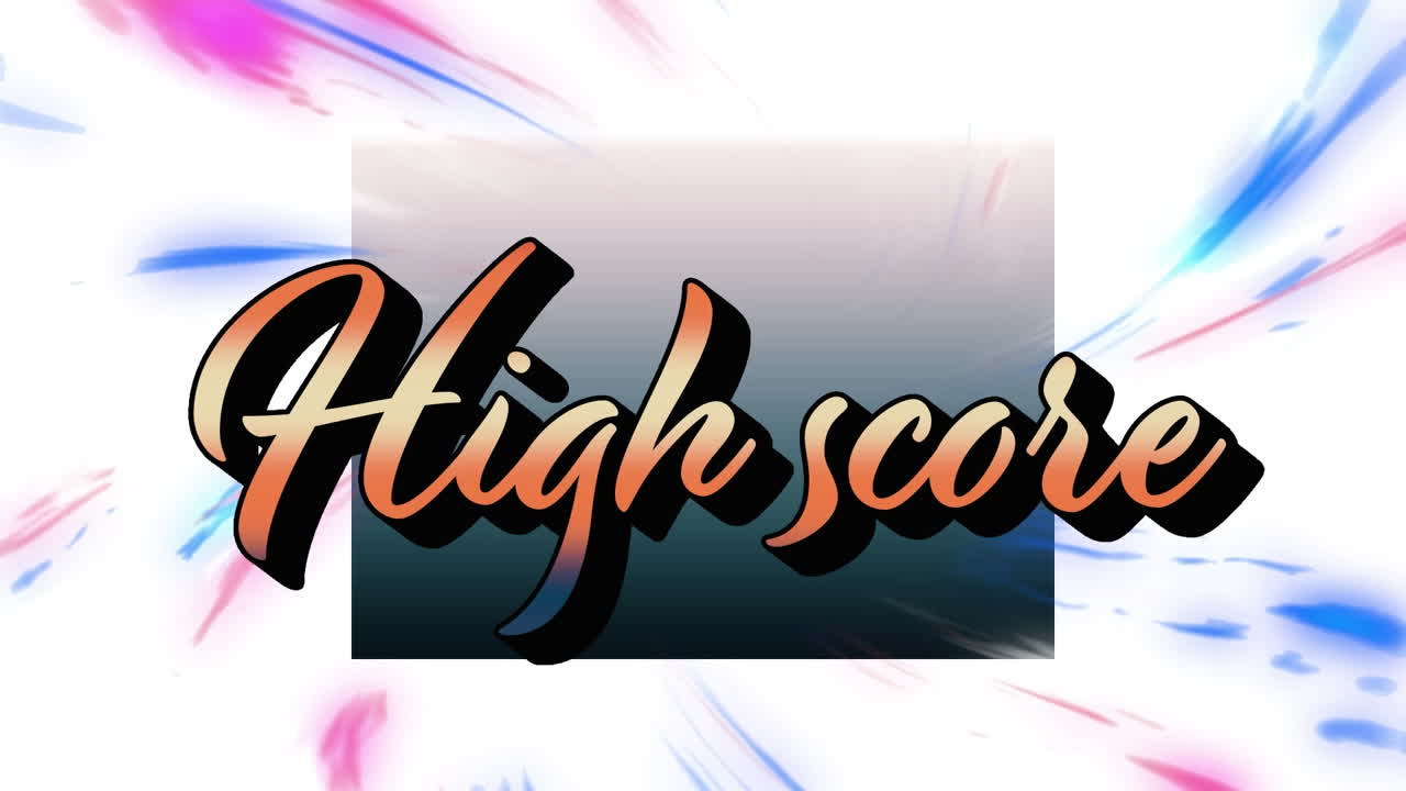 ⁇  바탕에 있는 높은 점수 텍스트와 모양의 애니메이션