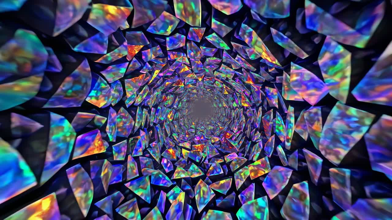 Tunnel astratto e colorato di riflessi di luce