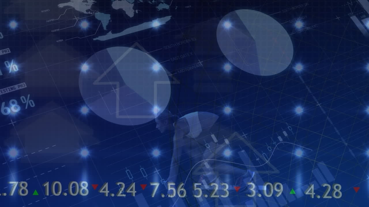 카우카스 여성 달리기 선수에 대한 데이터 처리 애니메이션