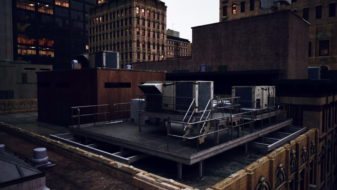 A view from a rooftop in a city