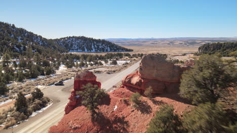 Aerial-views-of-Red-Canyon-and-the-Dixie-National-Forest-near-Bryce-Canyon-National-Park,-Utah