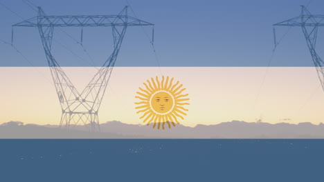animación de la bandera de argentina sobre las torres