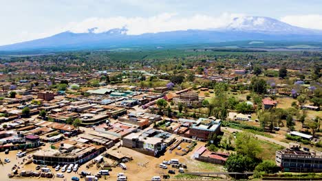 rural village town of kenya with kilimanjaro in the background