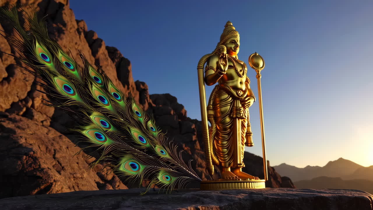Peacock Feathers at a Golden Temple
