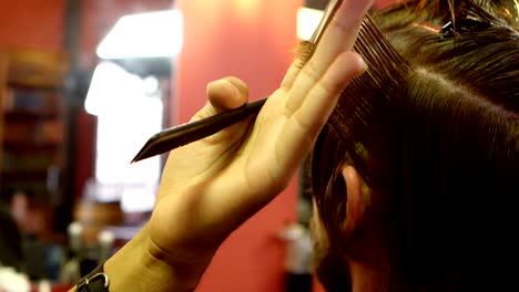 hombre cortándose el cabello por un peluquero 4k