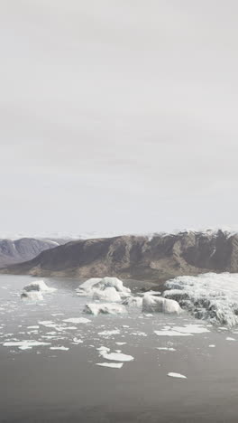 aerial view of icebergs in a fjord