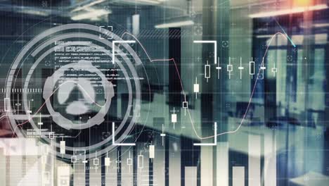 Procesamiento-De-Datos-Financieros-Y-Escáner-Redondo-Contra-Una-Oficina-Vacía-En-Segundo-Plano.