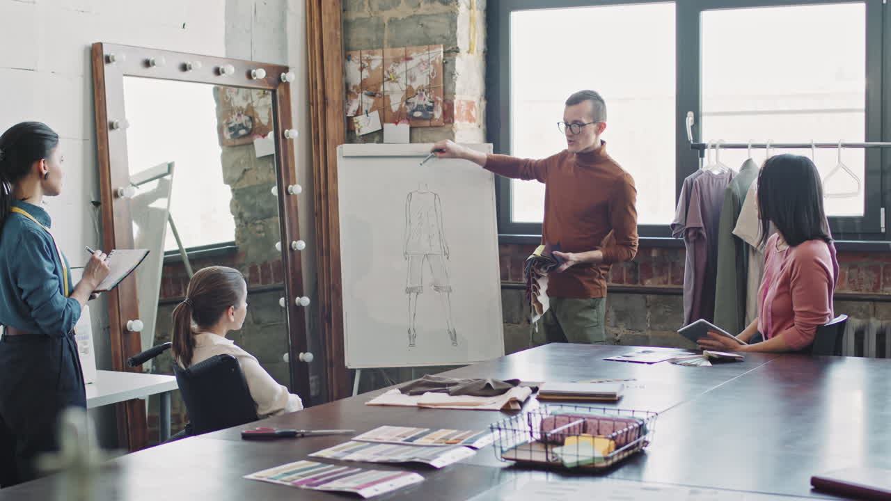 Fashion Designer Pitching Idea for Garment to Colleagues