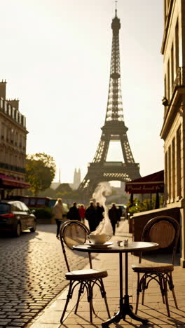 parisian morning coffee at the eiffel tower
