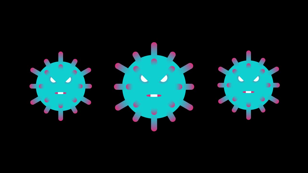 Tres virus COVID-19. Fondo transparente