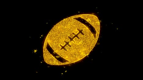 american football icon sparks particles on black background.