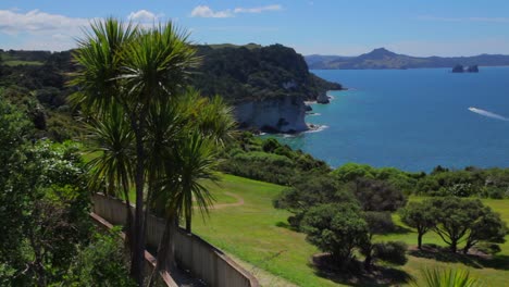 una hermosa vista de la costa de nueva zelanda cerca de cathedral cove
