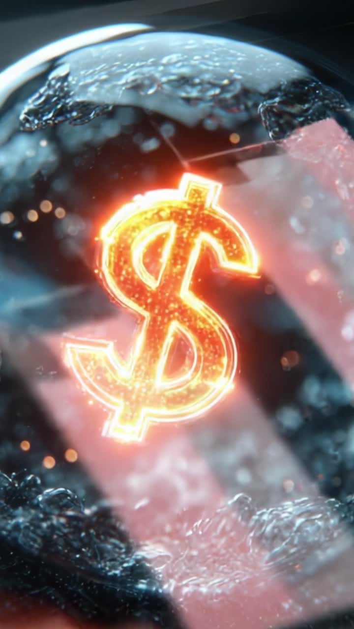 Uma Visualização Impressionante de um Cifrão Brilhante Envolto em uma Bolha, Capturando a Essência das Finanças e da Economia Moderna em uma Representação Dinâmica e Artística