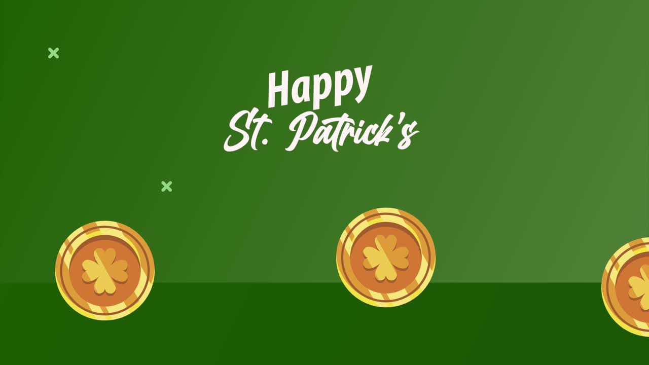 성 패트릭의 날을 축하합니다 황금 동전 글자