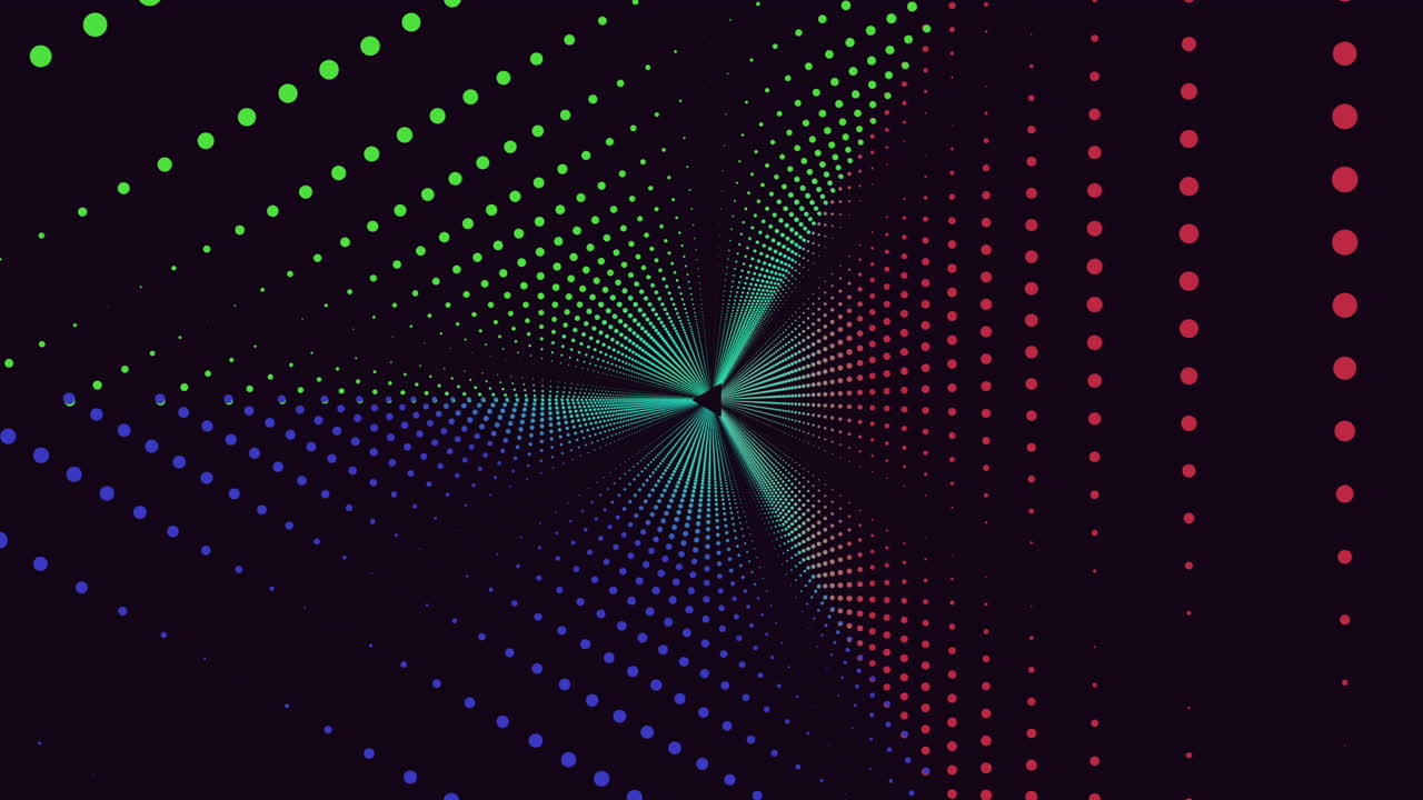 Vibrant polka dot pattern in circular formation on a dark background