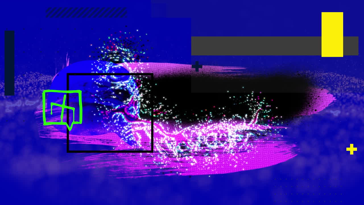 анимация красочных фигур на синем фоне