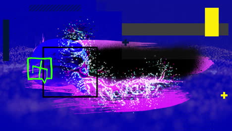 animación de formas coloridas sobre un fondo azul