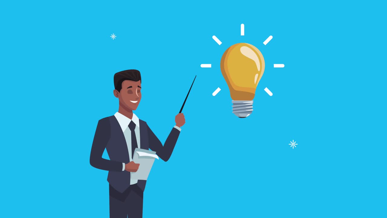elegant afro businessman with bulb idea