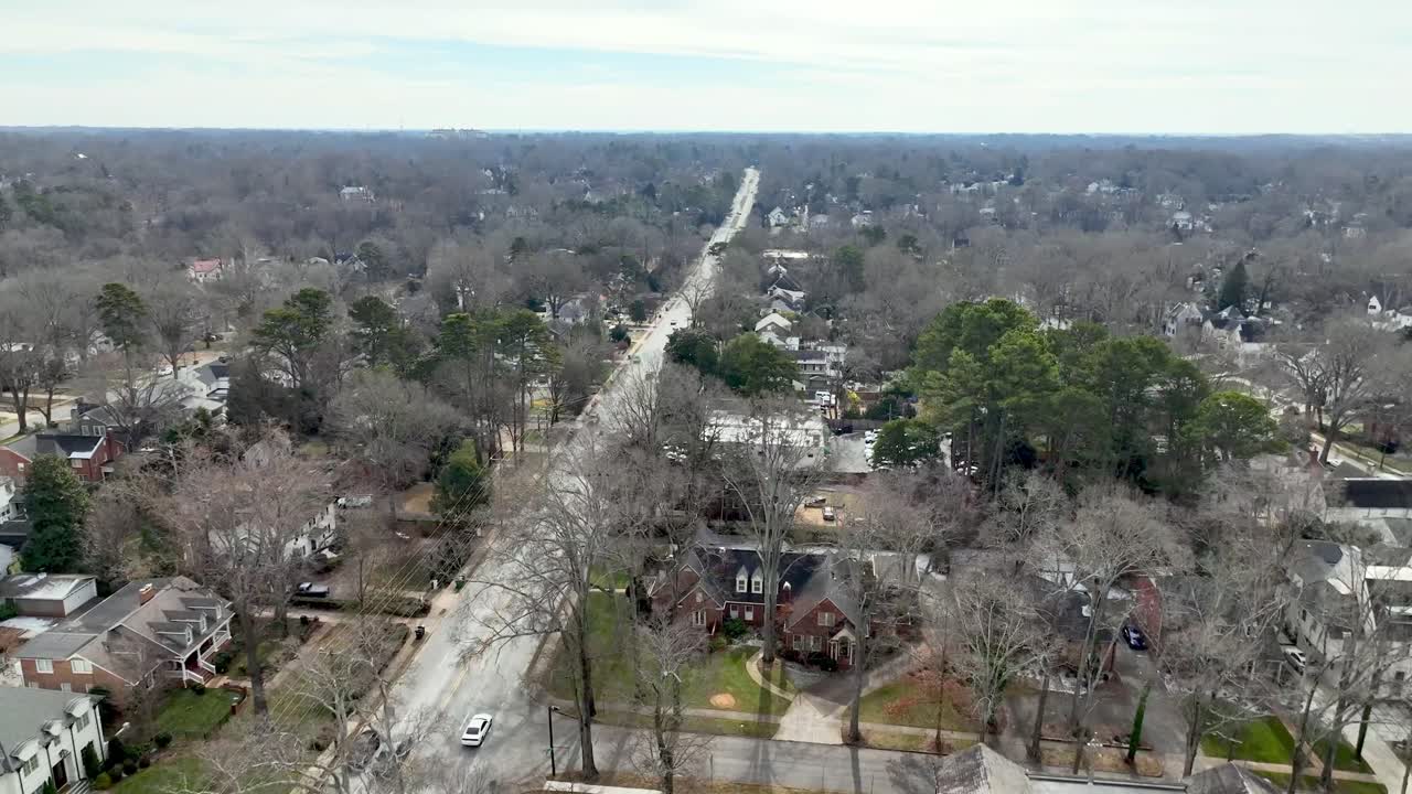 aerial of church and neighborhood in charlotte nc