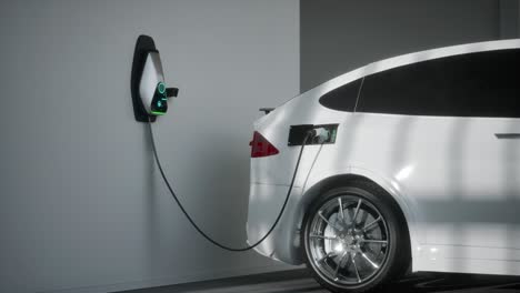 cargando un suv eléctrico en el garaje animación 3d