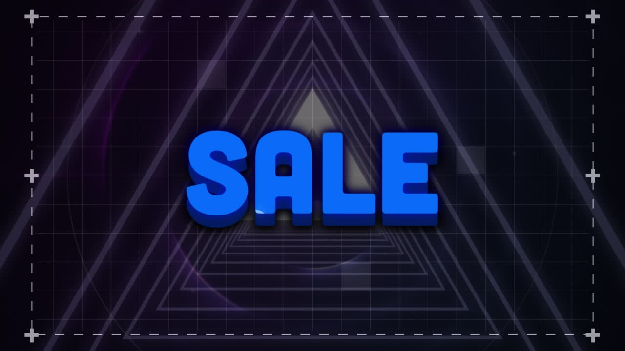 검은색 바탕에 네온 삼각형 위에 판매 텍스트의 애니메이션