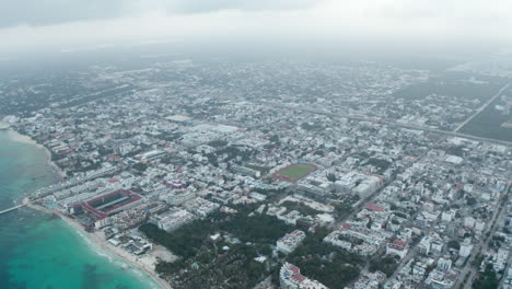 Playa-Del-Carmen-Von-Oben-Gesehen.-Luftstadtbild-Mit-Dem-Mexikanischen-Ferienort