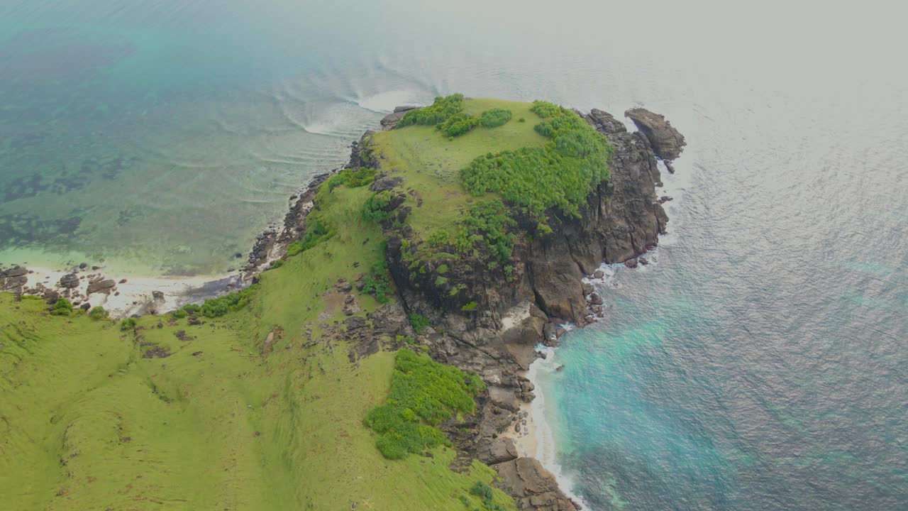 Vista aerea della costa verde di un'isola tropicale