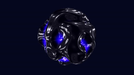 bola futurista azul y negra con color neón y ondas