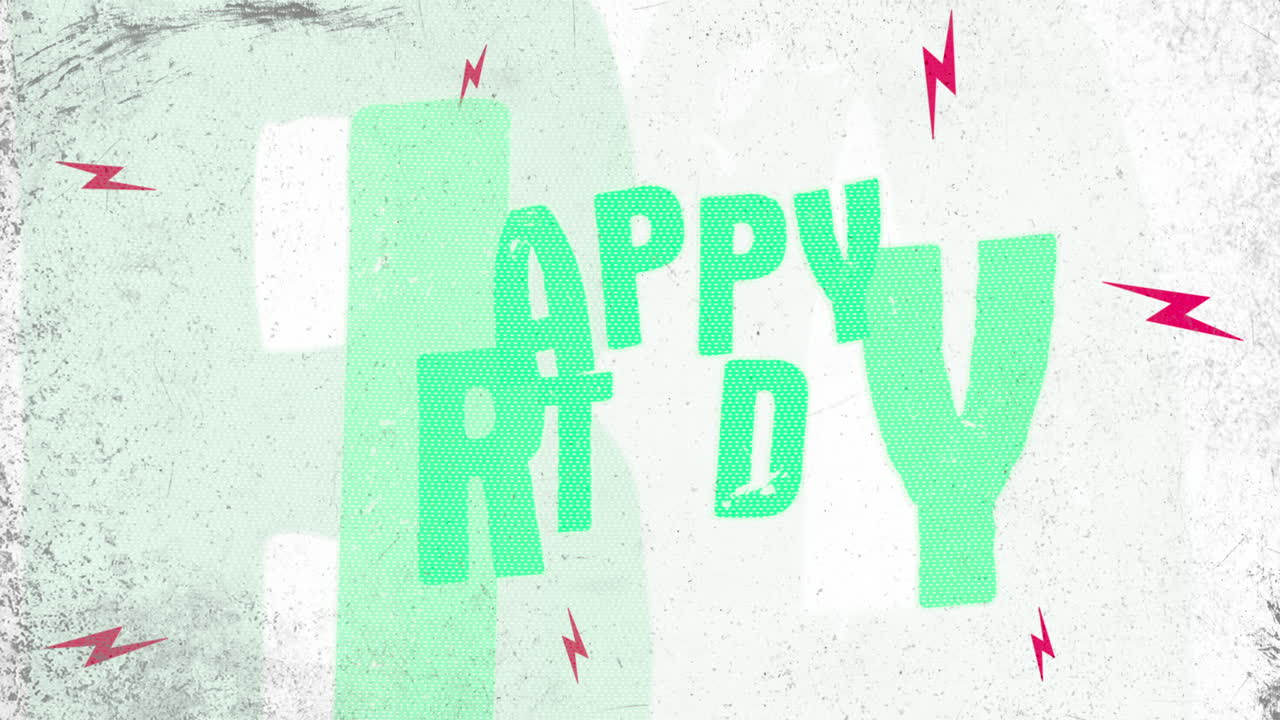 Happy Birthday with thunderbolts and black hipster texture