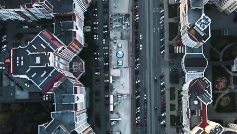 high-angle view of urban cityscape with apartments and roads