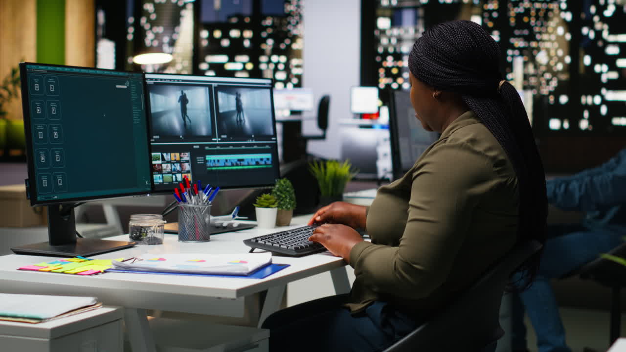 African american videographer working in video production industry