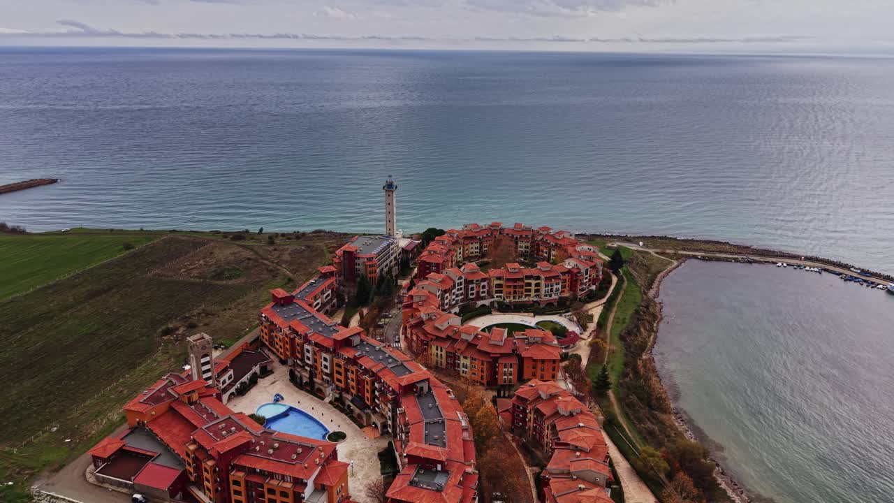 Stunning aerial view of coastal village near Black Sea in Bulgaria