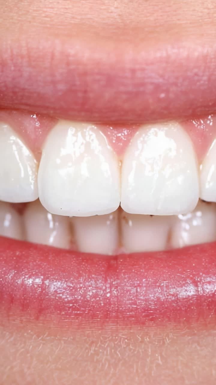 Close-up of a Bright, Healthy Smile Highlighting Perfectly Aligned Teeth and Glossy Enamel That Radiates Cleanliness and Oral Care Expertise
