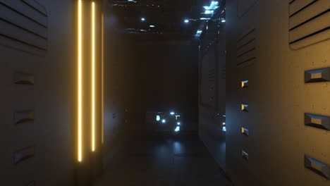 corredor futurista con iluminación de neón