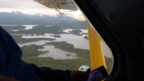 scenic view of wild alaska from the window of a havilland beaver floatplane