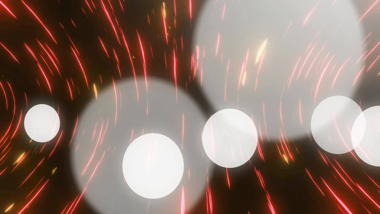 Bokeh fading from left sparking red streaks rotating and sweeping forward, creating abstract motion