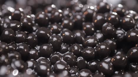 close-up of black caviar