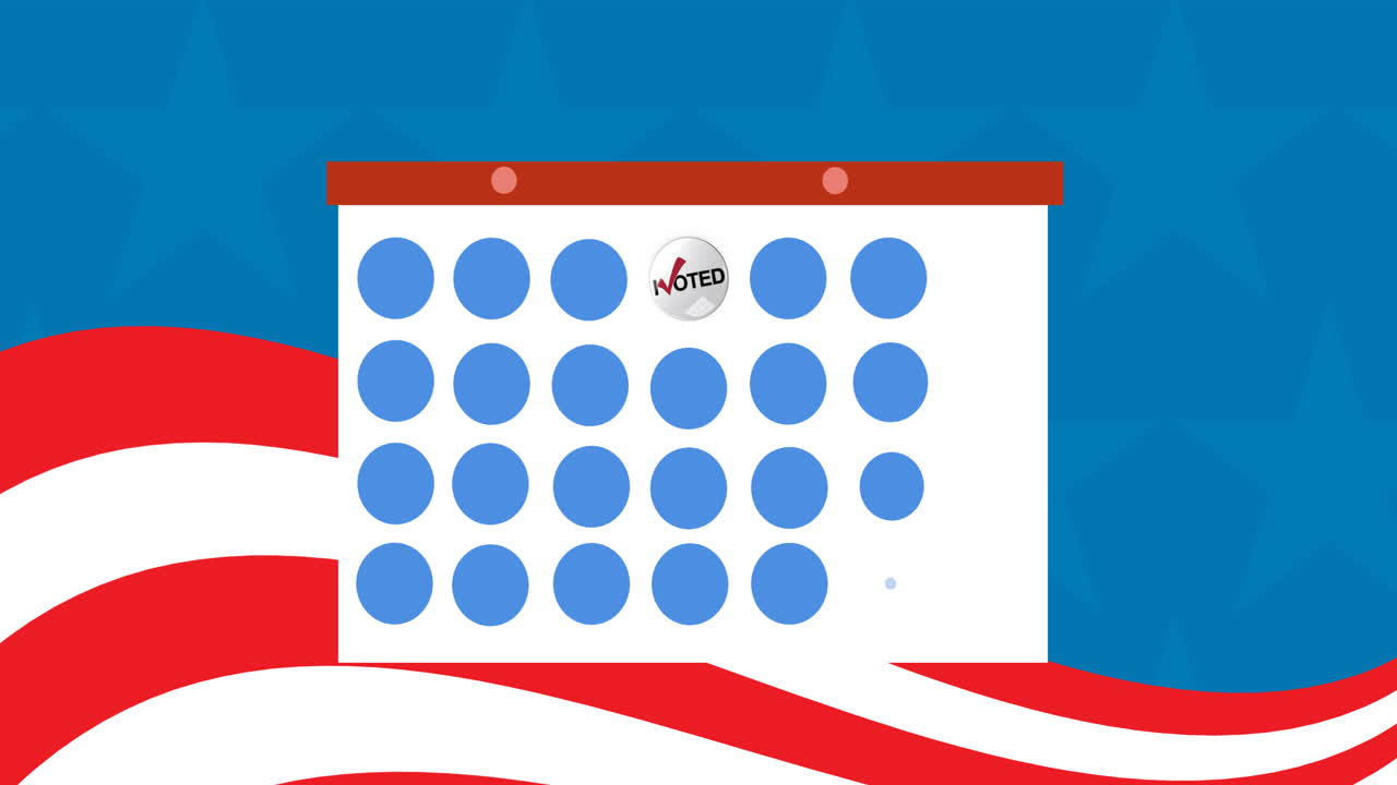 토큰 템플릿 카드와 투표 텍스트의 애니메이션이 파란색 배경 위에 움직입니다.