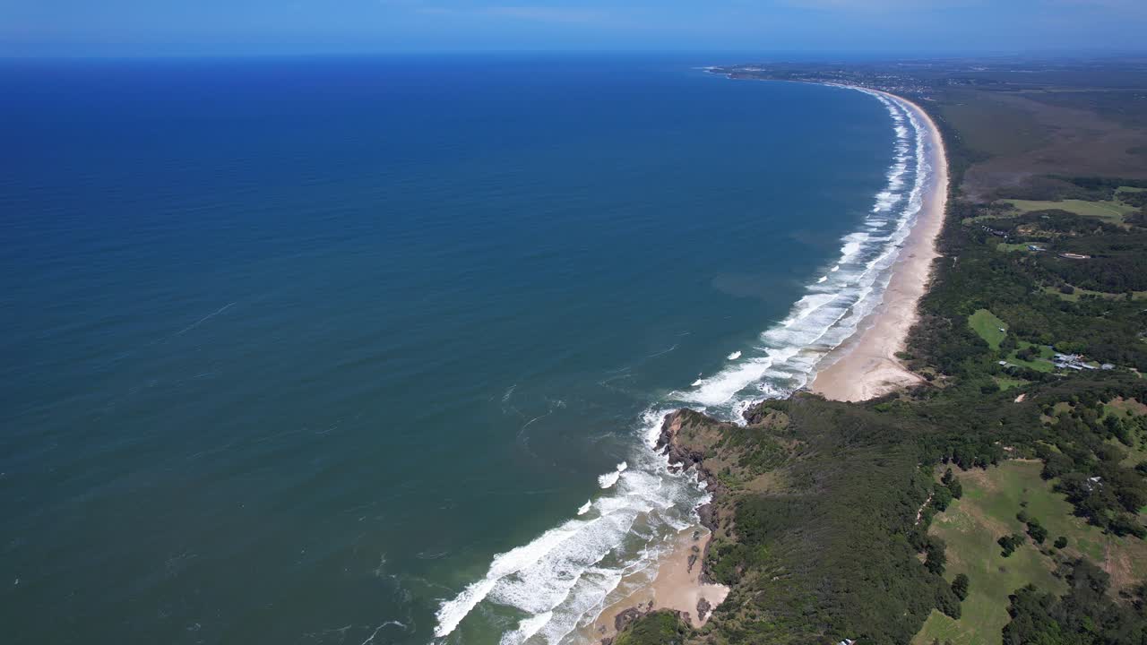 Panoramic View Of Seven Mile Beach In NSW, Australia - Drone Shot