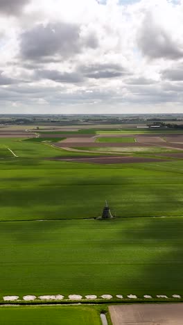 dutch farmlands with windmill