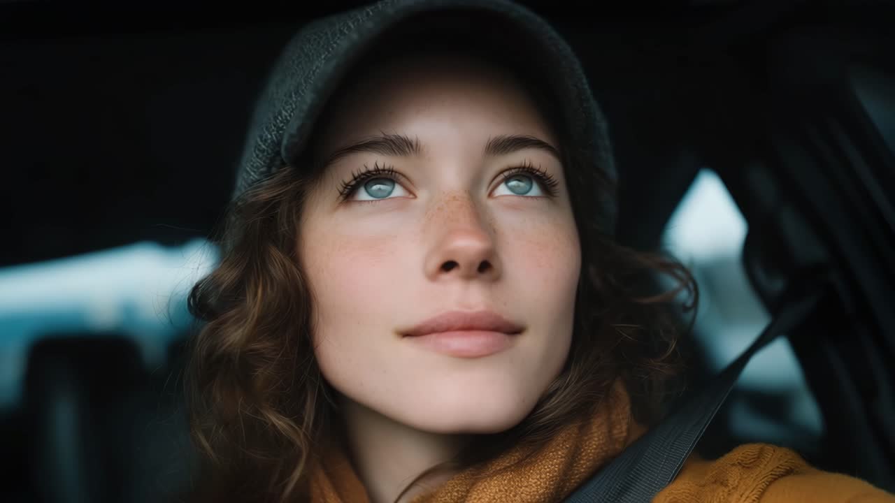 차를 운전하는 여자