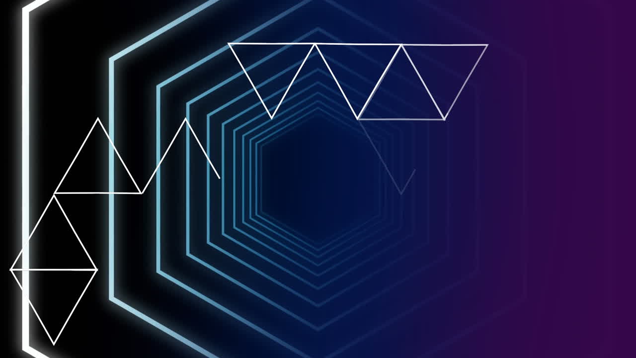 Hexagon shape surrounded by triangles against be color background