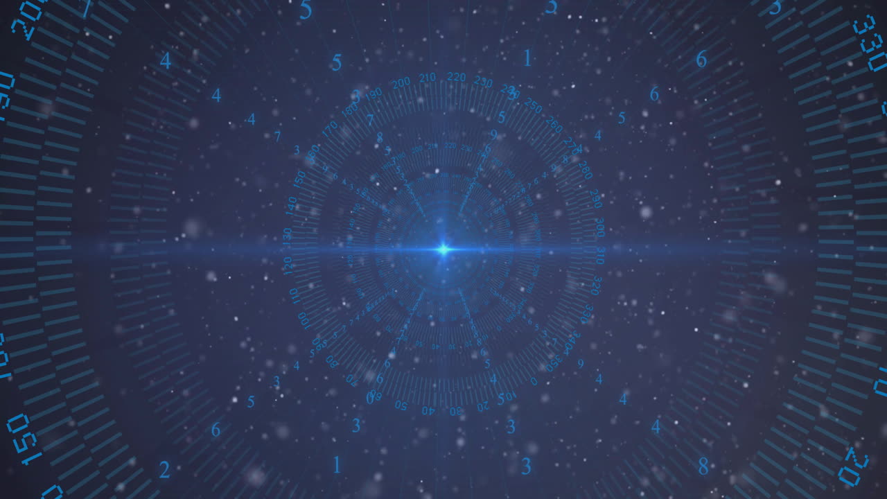 animación del procesamiento de datos sobre puntos de luz sobre fondo negro